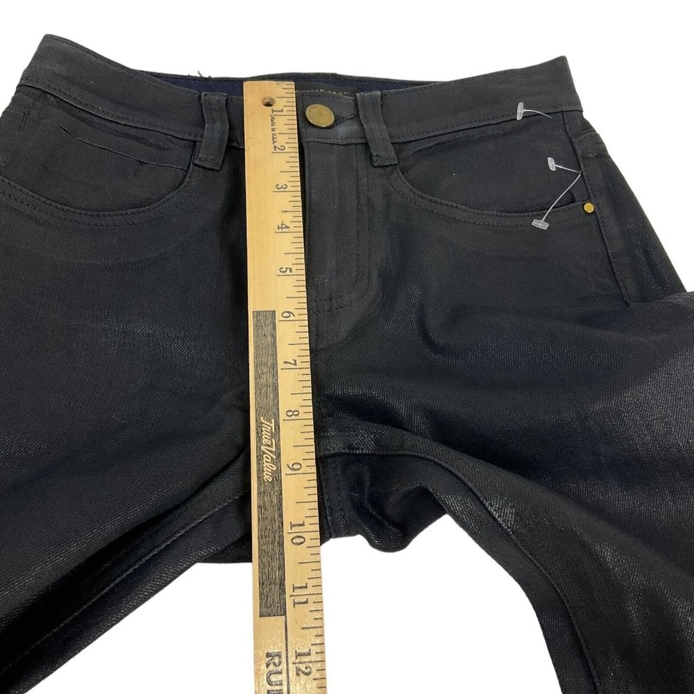 DKNY Jeans Women's Size 24 Black Skinny Mid Rise Coated Waxed Stretch $99 Nwot - Picture 12 of 14